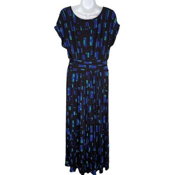 Apt 9 Black Blue Teal Dolman Sleeve Ruched Waist High Low Dress‎ Petite Small PS - Picture 1 of 7